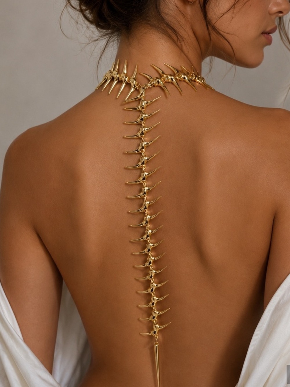 Gold Spine Back Necklace - Picture 4 of 9